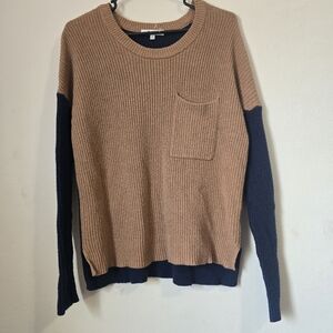 Women's Tan and Navy Sweater